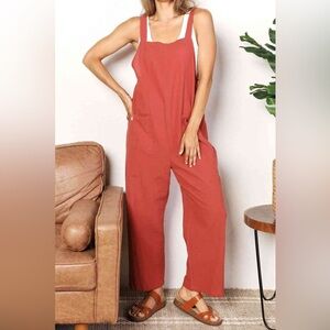 Women's XL Wide Leg Rust Jumpsuit